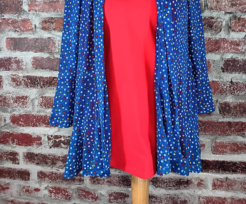 NEW MULTIPLES women's dot print flounce hem jacket in blue
